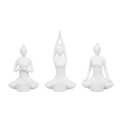 S/3 9 Resin Candle Holder,white