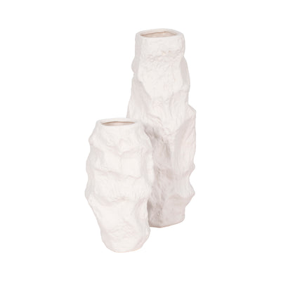 11 Jagged Textured Vase, White