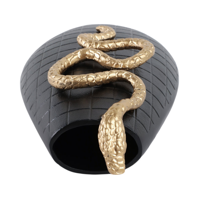 16x10 Curved Snake On Vase, Black/gold