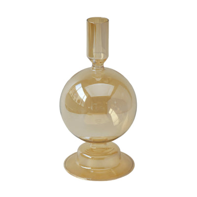 7 Glass Bubble Taper Candle Holder, Gold Luster