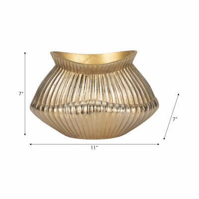 11 Balina Metal Boat Shaped Vase, Gold