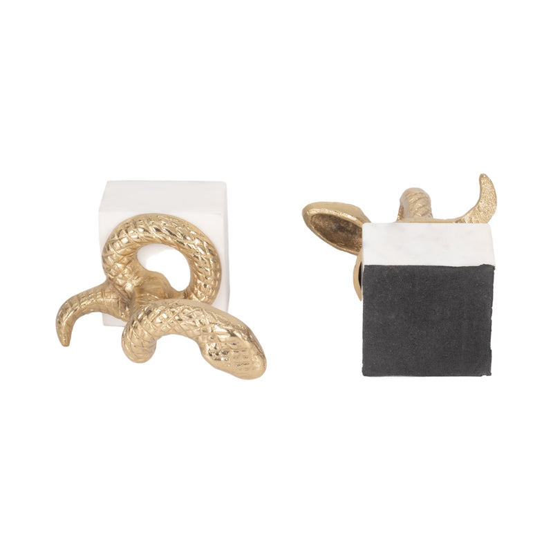 S/2 7 Snake Bookends, Gold