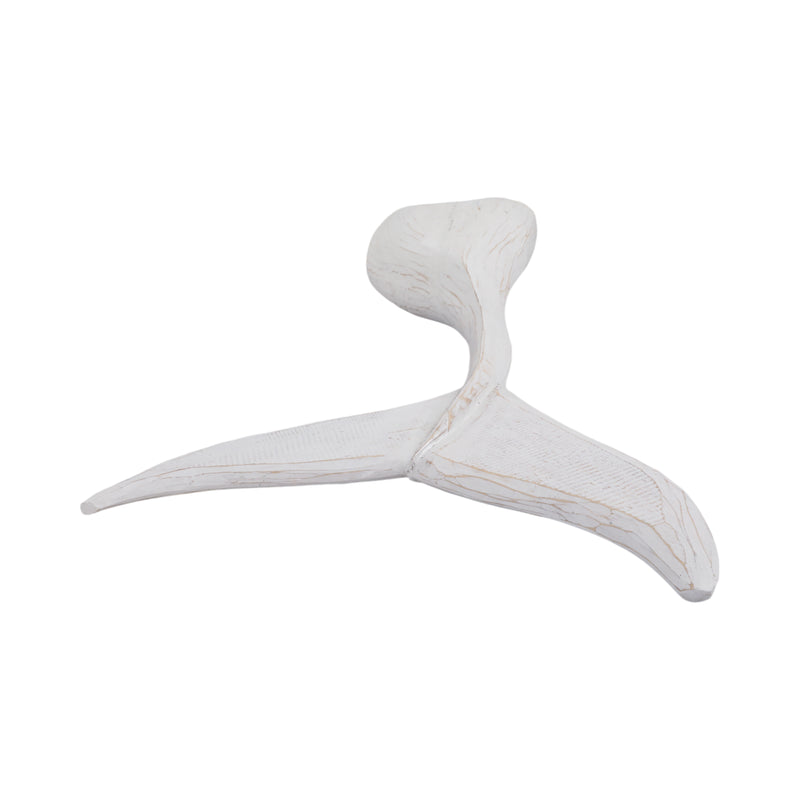 39 Wood Whale Tail Decor, Wht