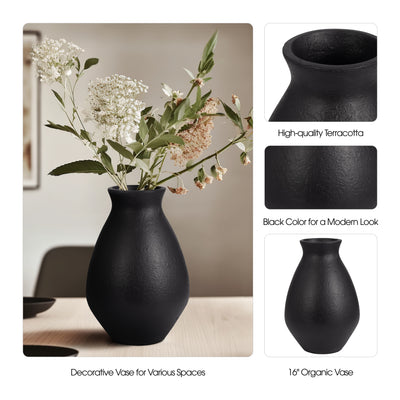 TERRACOTTA, 16 ORGANIC VASE, BLACK