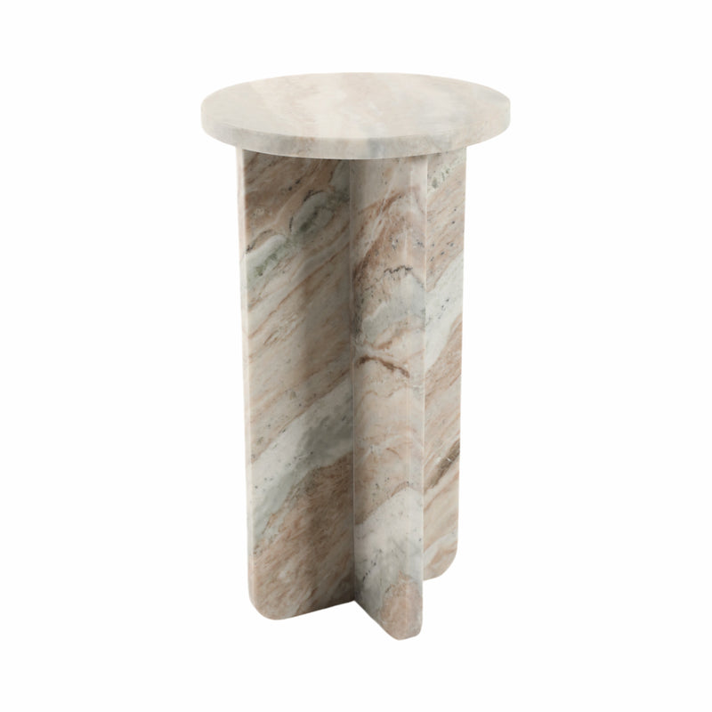 22 BELLISO LARGE ROUNDED MARBLE TABLE, BROWN