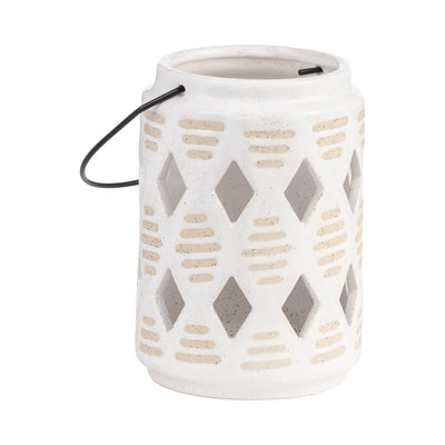 CER, 6H DIAMOND CUT OUT LANTERN, IVORY