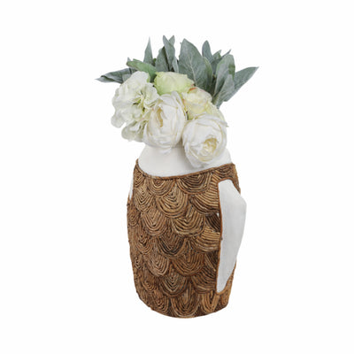 16 Woven Scale Terracotta Fsh Vase, Ivory/natural