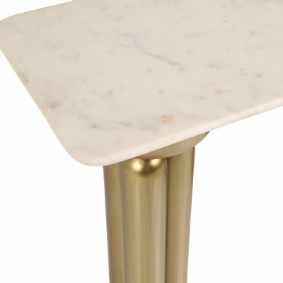 Metal, 42 Marble Top Console, Gold/white