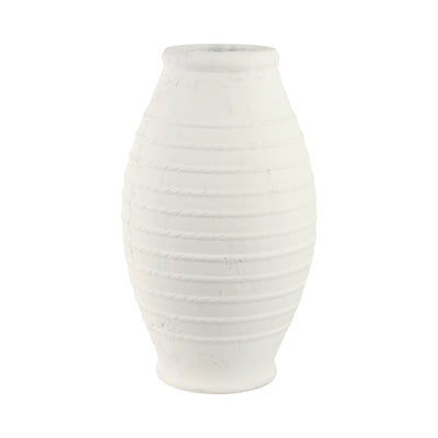 20 Rope Ribbed Terracotta Vase, White