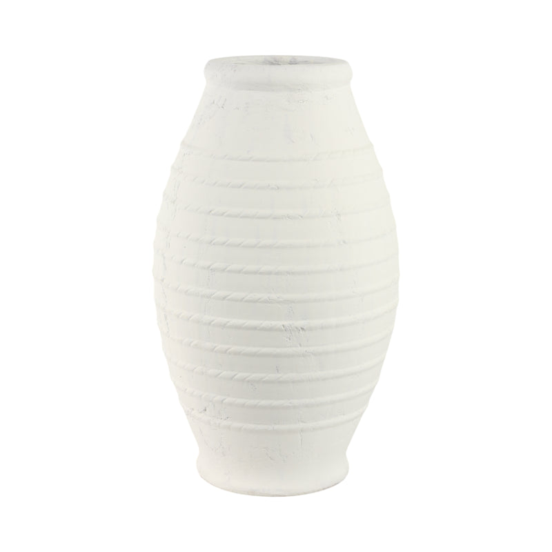 20 Rope Ribbed Terracotta Vase, White