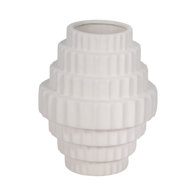 8 Textured Staggered Vase, White