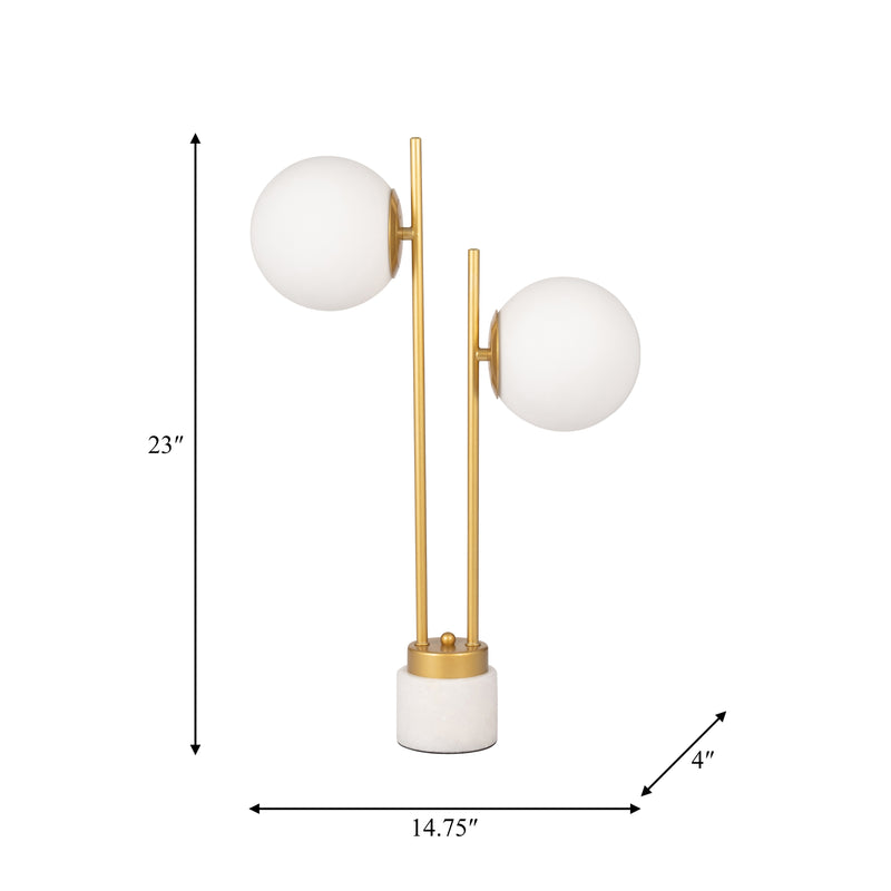 Glass/brass 23 Double Diffuser Table Lamp, Gold