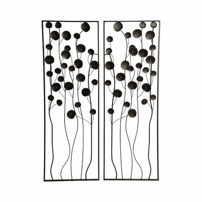 S/2 36 Dainty Flowers Metal Wall D?cor, Black/gol