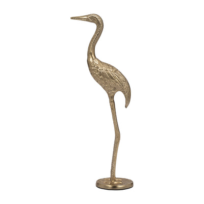 Metal, 16 Standing Crane, Gold