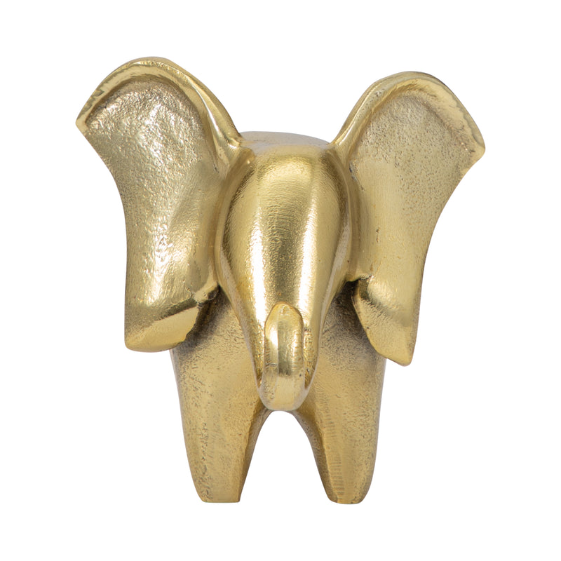 Metal, 7 Trunk Up Elephant, Gold