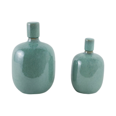 S/2 10/12 Corvallis Teal Ceramic Jars