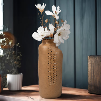 Ecomix, 18 Stitched Up Vase, Terracotta