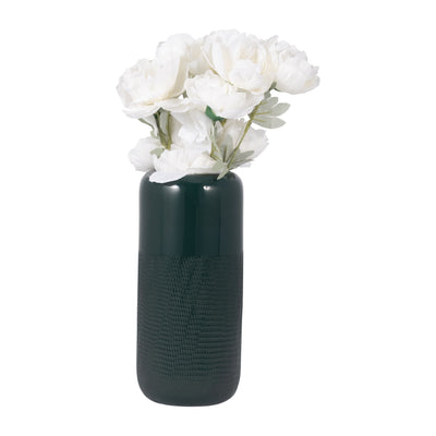 CER, 12H GROOVED VASE, FOREST GREEN