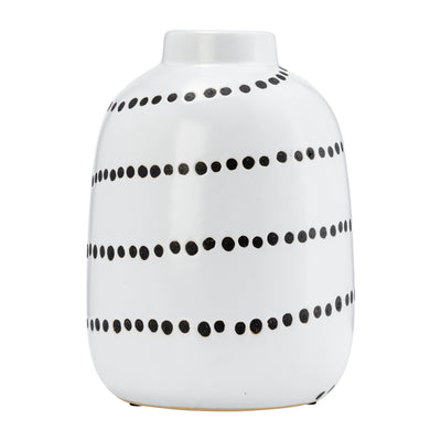 CER, 9H SPIRAL DOT FLOWER VASE, WHITE/BLACK