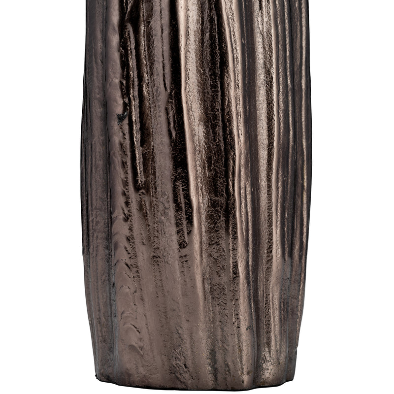 METAL, 20H, ABSTRACT RIDGED VASE, BLK NICKEL