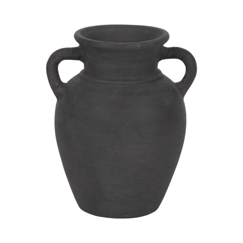 TERRACOTTA, 9 VASE WITH HANDLES, BLACK