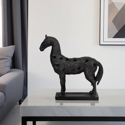 17 Horse Sculpture On Base, Black