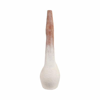 36 Curvy Open Cut-out Terracotta Vase, White Mult