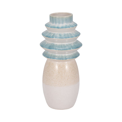 15 Fluted Top Vase Reactive Finish, Multi