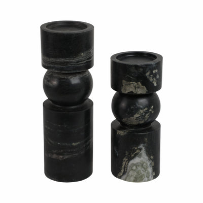 S/2 9/12 Himalayan Marble Candle Holders