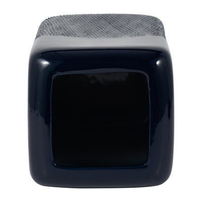 CER, 10 SQUARED GROOVED VASE, NAVY BLUE