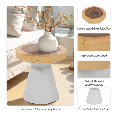 Wood, 16 Accent Table With White Base, Natural/wh