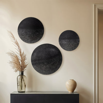 IRON,S/3 16/20/24,CIRCLE WALL ART,BLACK