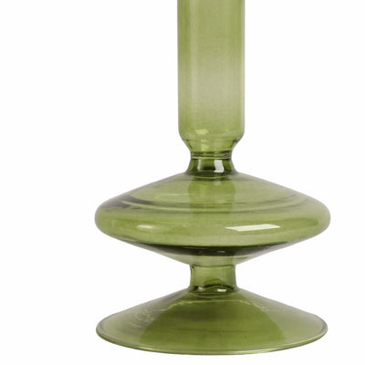 5 Vintage Glass Taper Candle Holder, Olive