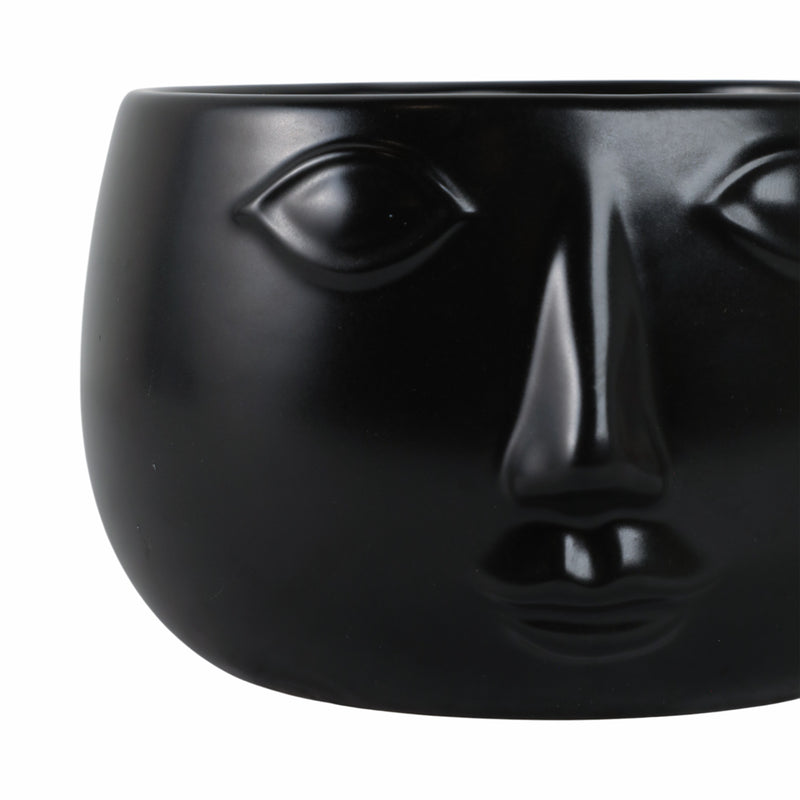 Ceramic 7 Face Planter, Matte Black