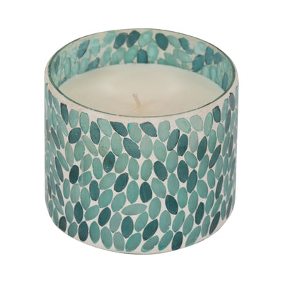 Glass, 5 26 Oz Mosaic Scented Candle, Blue Multi