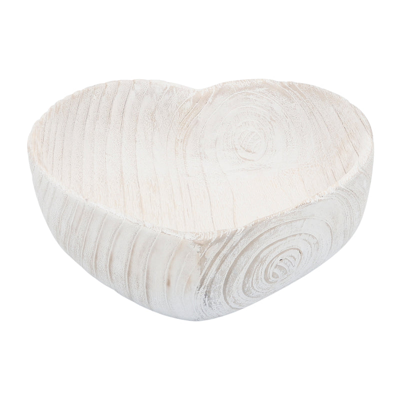 WOOD, S/2 9/10 HEART BOWLS, WHITE