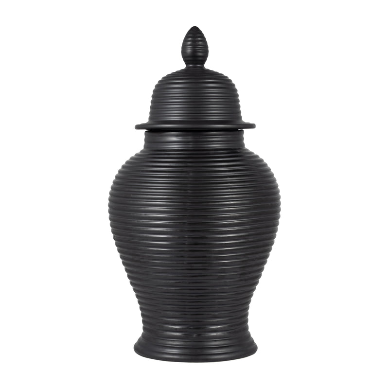 CER, 24 RIBBED TEMPLE JAR, BLACK