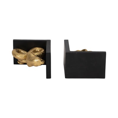 6 Snake Bookends, Gold/black