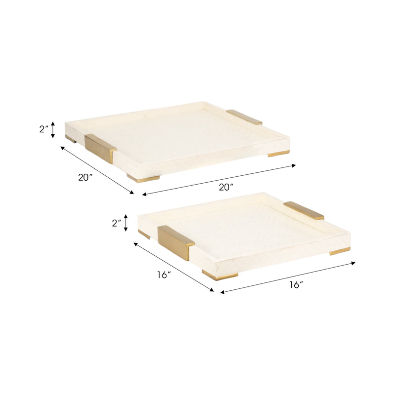 S/2 16/20 Carley Resin Trays, Natural