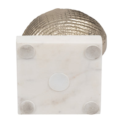 Metal, 7 Banded Shell On Marble Base, Champagne