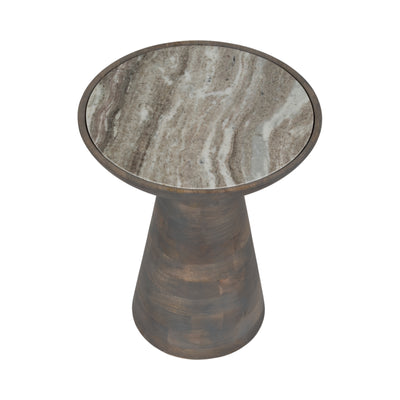 20 Wood Accent Table Baslana Marble Top, Grey