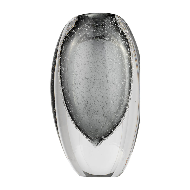 GLASS, 9H ELLIPSE VASE, SMOKE