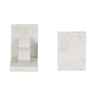 MARBLE, S/2 5 X & O BOOKENDS, WHITE