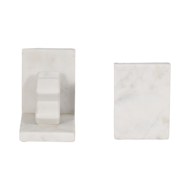 MARBLE, S/2 5 X & O BOOKENDS, WHITE