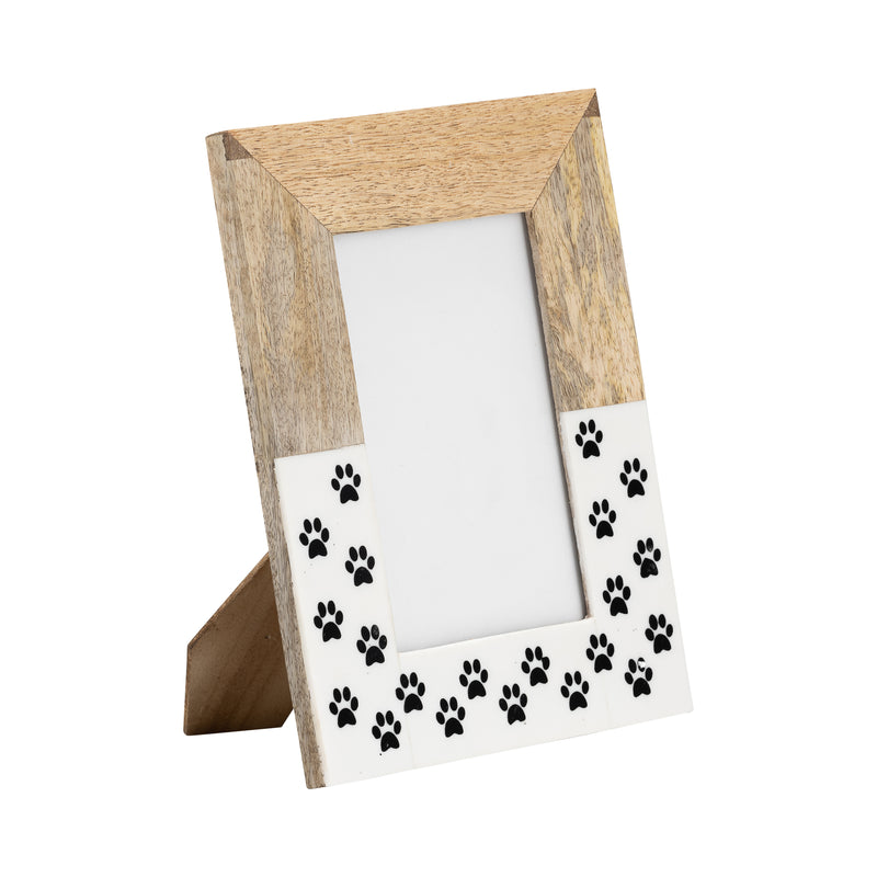 WOOD, 4X6, DOG-PAWS PHOTO FRAME,WHITE