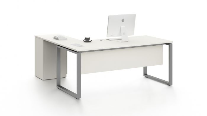 L-Shape office desk with three drawer unit side return