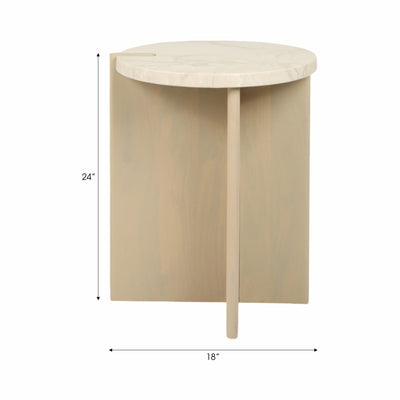 24 CONNLEY MEDIUM MARBLE AND WOOD ACCENT TABLE