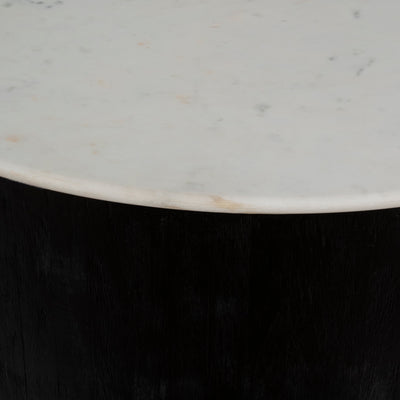 34 Gold Pedestal Coffee Table Marble Top, Wht/blk