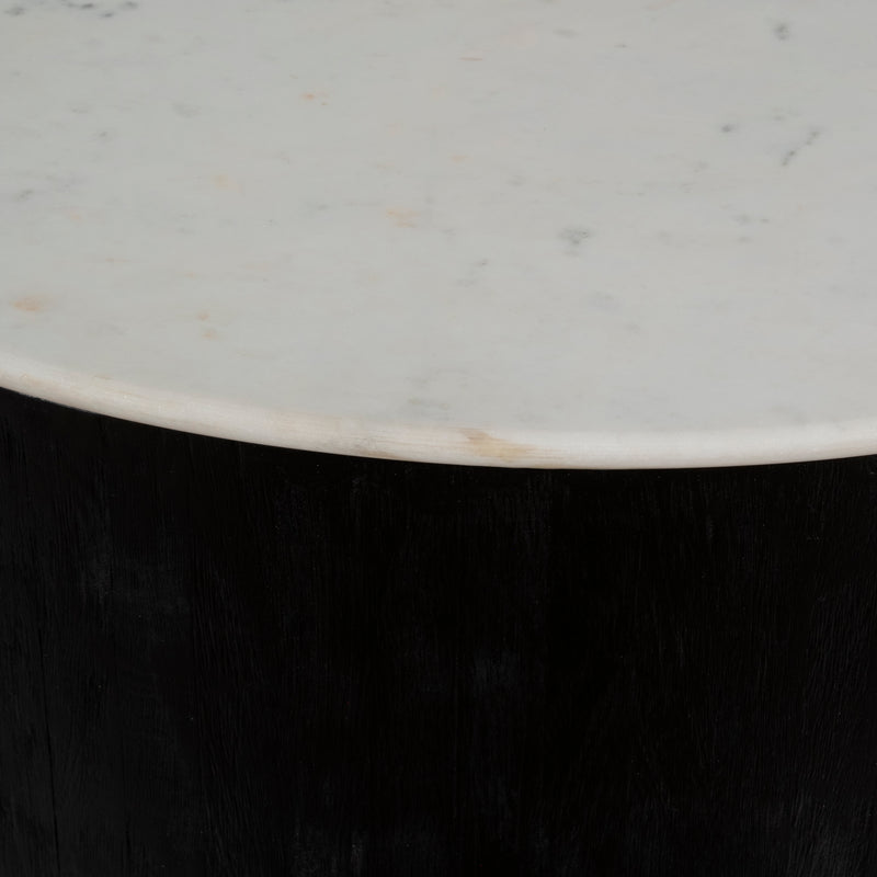 34 Gold Pedestal Coffee Table Marble Top, Wht/blk