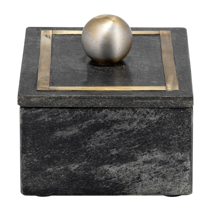 Marble, 7X5 Rectangular Box - Knob, Black